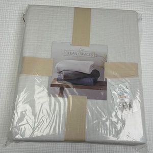 Clean Spaces WHITE Gauze 100% Cotton KING Blanket Cover Lightweight